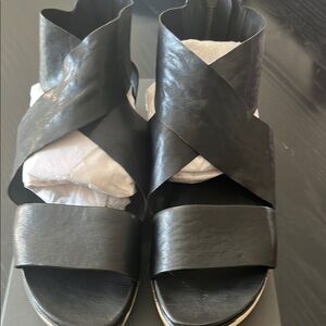 Black Leather Eileen Fisher Sandals